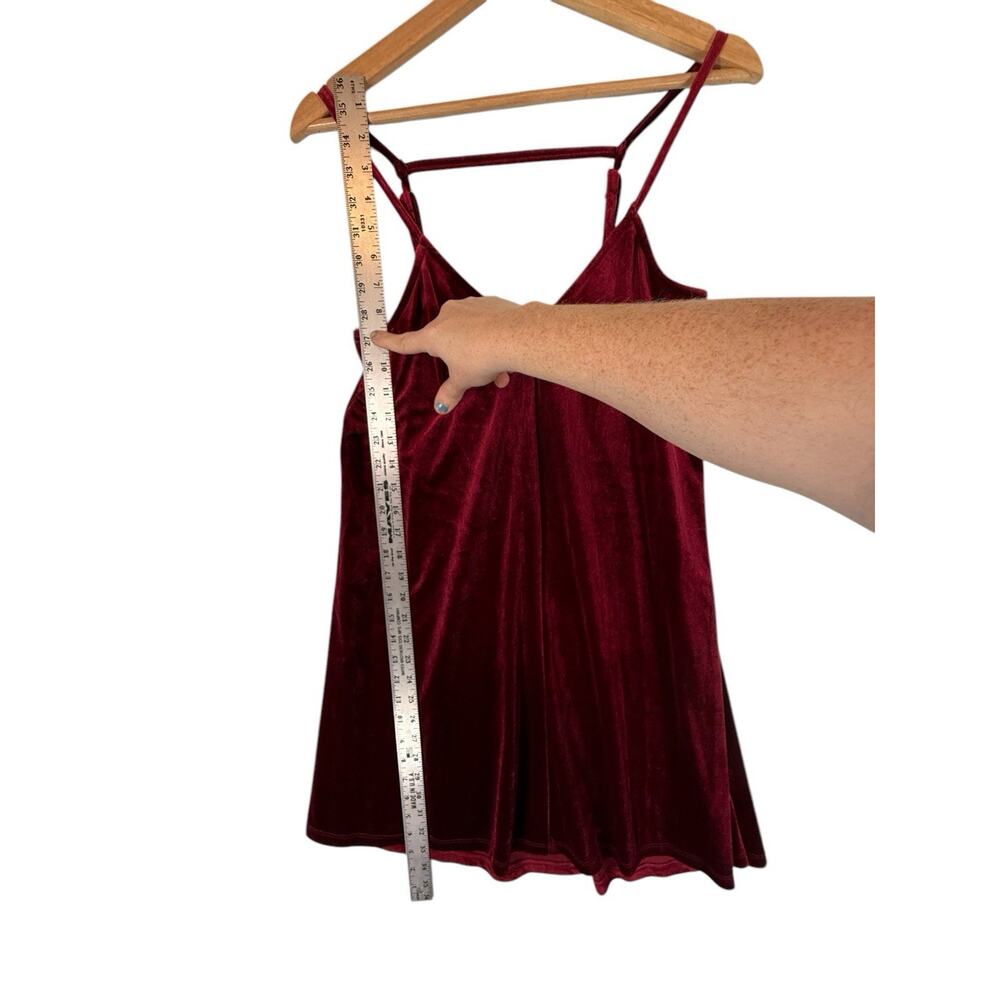 VTG Y2k Whimsigoth Burgundy Red Velvet Fit Flare Dress SIZE SMALL Womens Strappy - Picture 4 of 12